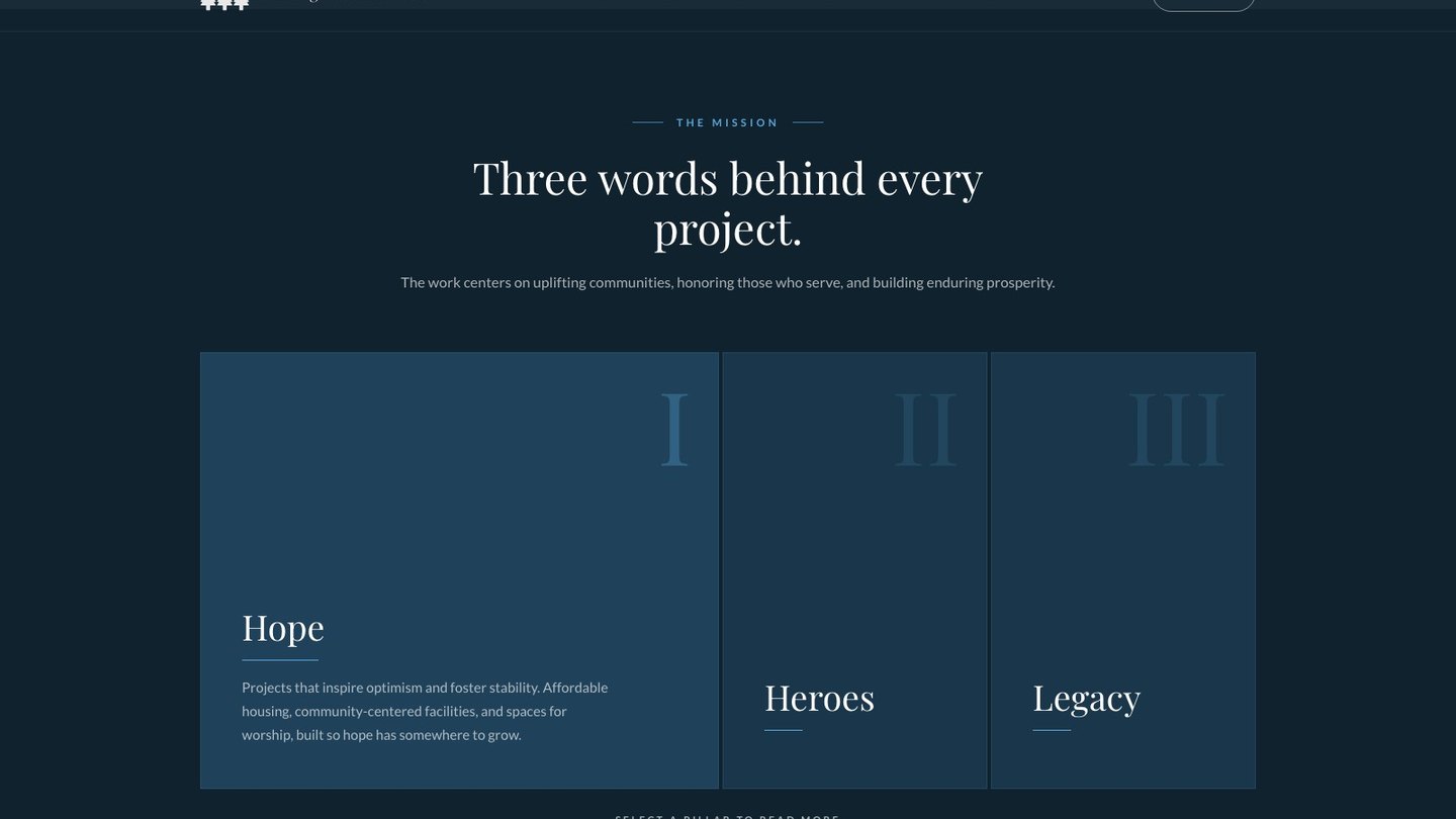 The mission section of the new homepage