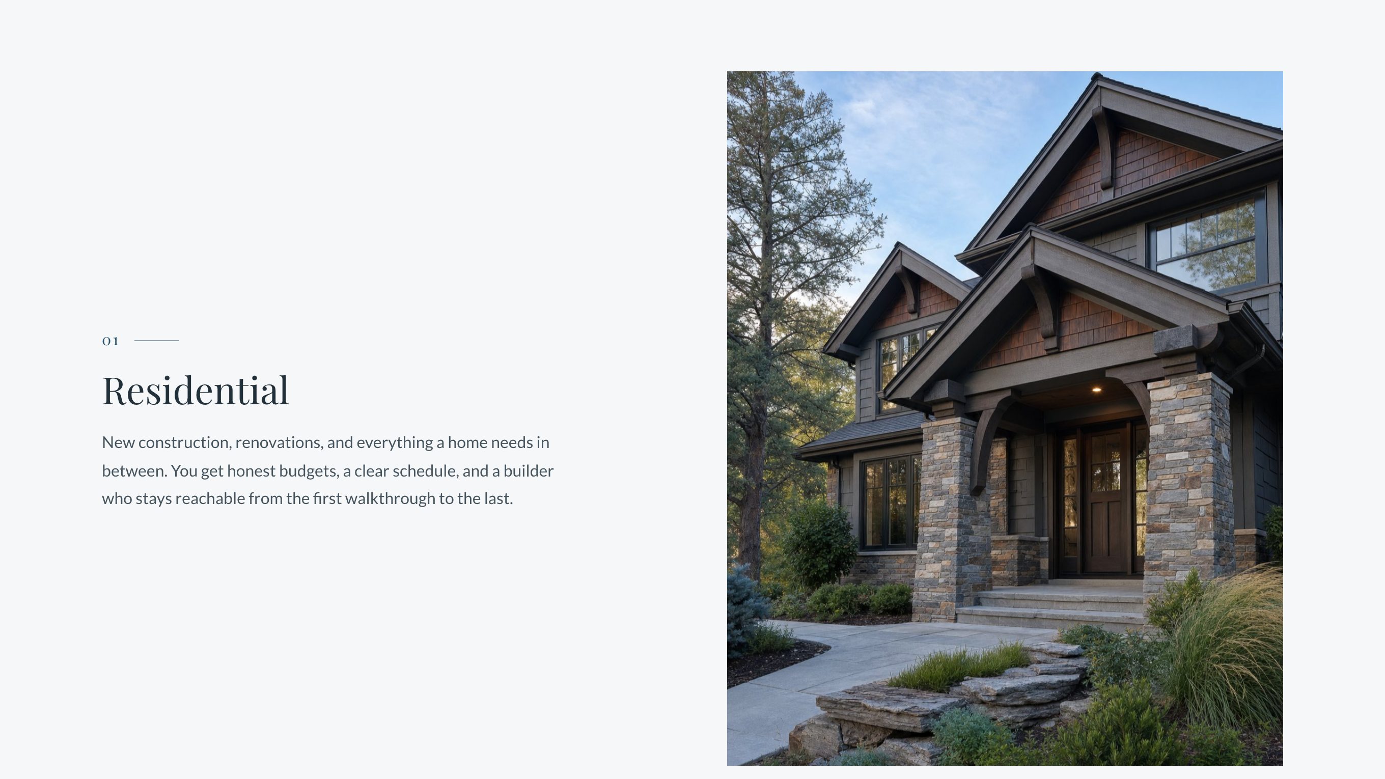 The services section of the new homepage